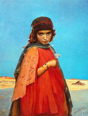 Arab Girl by Louis-Joseph Anthonissen, Belgian. Oil.